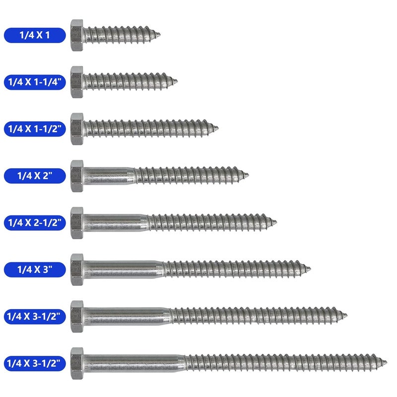 Instockbolts 1/4 X 4 Hex Head Lag Screws Bolts, 304 Stainless Steel 18-8, Hexagon Head Wood Screws Hex Lag Screws, Pack of 10 - Image 3